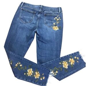 Driftwood Jackie Yellow & orange Embroidered Raw Hem Jeans Size 30